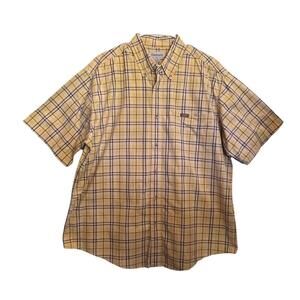 Carhartt Mens Size XL Shirt Button Down Short Sleeve Plaid Yellow *FLAW